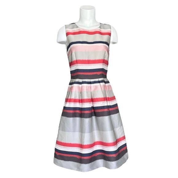 Hugo Boss Women's Striped Sleeveless Dilijana Fit & Flare‎ Midi Dress Size 2 - Picture 1 of 8